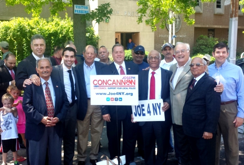 Joe Concannon with Indian supporters, Queens GOP Chairman Bob Turner and Queesn Conservative Party Chairman Tom Long