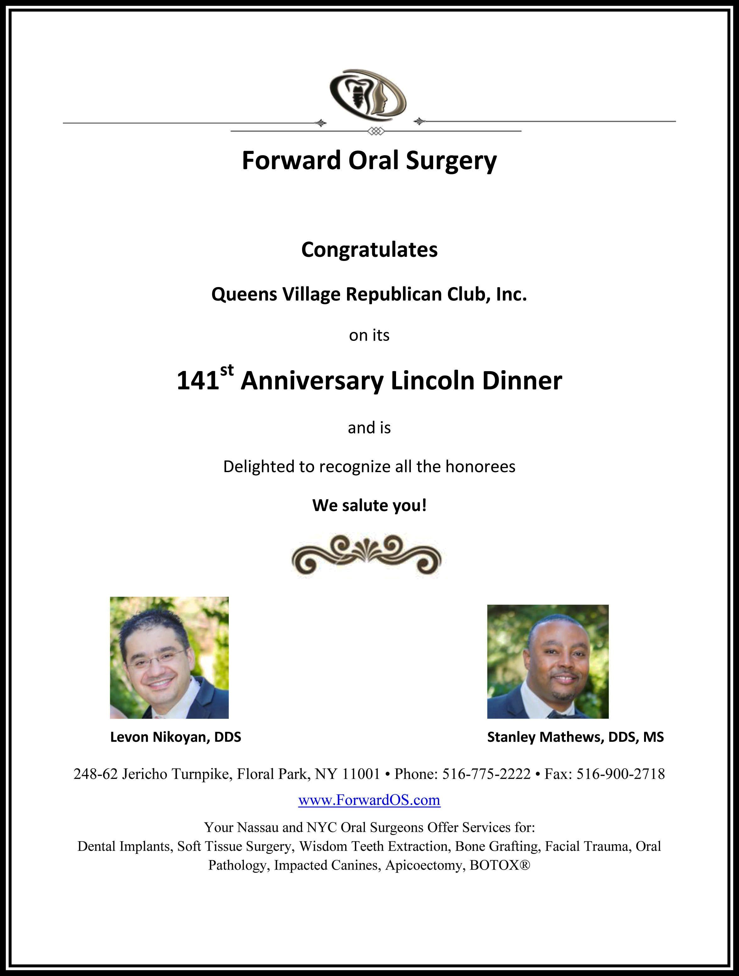 Forward Oral Surgery Republican Dinner Journal Ad