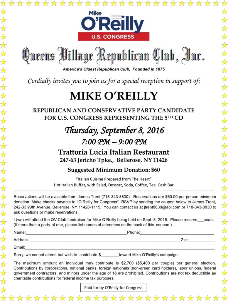 Mike O'Reilly fundraiser mailer-flyer 2